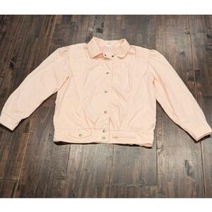 Vintage 90s Misty Valley Snap Front Yoke‎ Bomber Jacket Womens S Fits M Pink